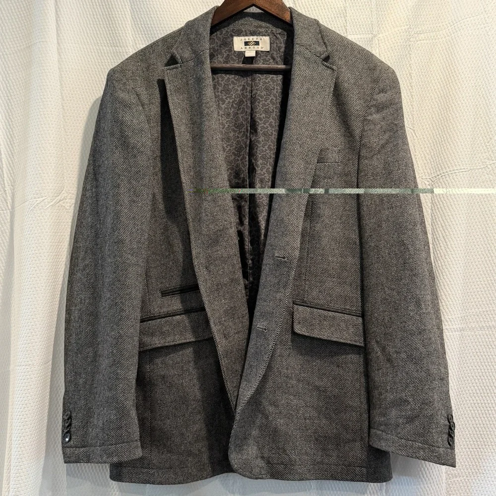Joseph Abboud Wool Blend Blazer Jacket Mens L Diagonal Striped 4 Button GUC